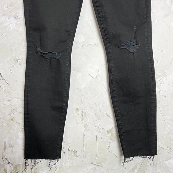 MOTHER Looker Ankle Fray Skinny Jeans SIZE 28 Guilty as Sin Black Distress Denim - Picture 12 of 15